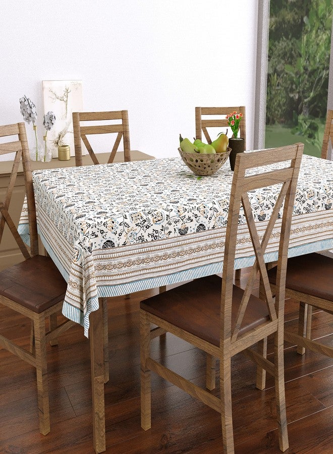 BLOCKS OF INDIA Hand Block/Batik Printed Cotton Rectangular Table Cloth for 6 Seater Dining Table (60 Inch X 90 Inch, Grey Floral, Pack of 1) - Image 2